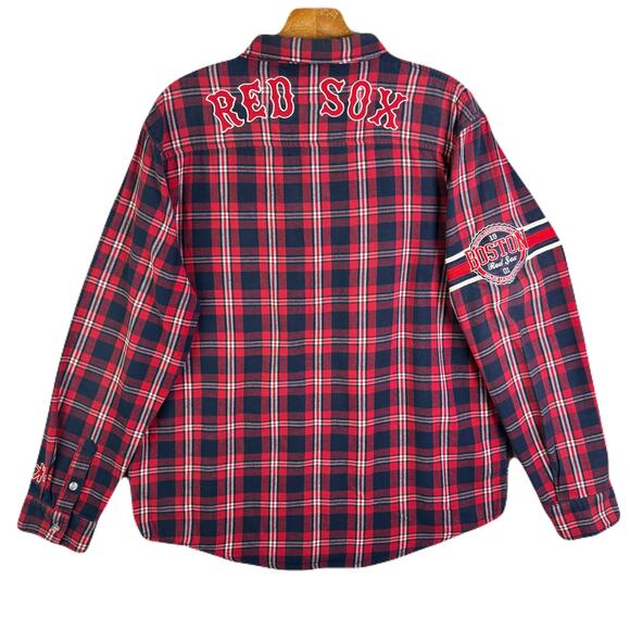 GENUINE MERCHANDISE Boston Red Sox Long Sleeve Button Front Red Flannel Shirt - Picture 5 of 11